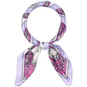 Elerevyo Women's Floral Printed Square Silk Feeling Satin Scarves Head Wrap Bandanas 35.4" X 35.4" - 1 of 4