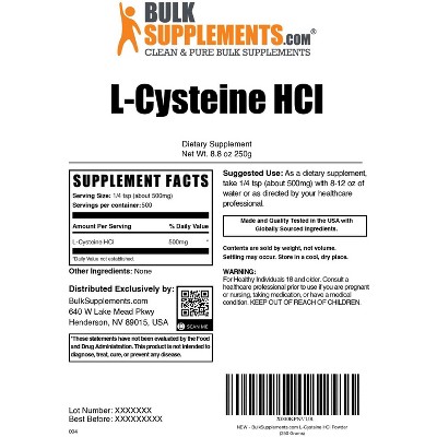BulkSupplements L-Cysteine HCl Powder