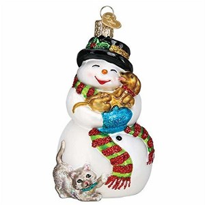 Old World Christmas Glass Blown Ornament for Christmas Tree, Snowman with Playful Pets - 1 of 4
