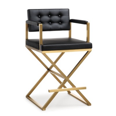 TOV Furniture Director Performance Vegan Leather Stool with Gold Base