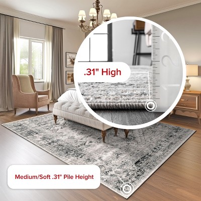 Silver Medallion Easy Care Synthetic Runner Rug, 2' 6" x 8'