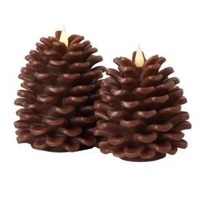 Christmas Pinecone Flameless Candle 2pc Set - 4x4,5x6 Brown - 1 of 2