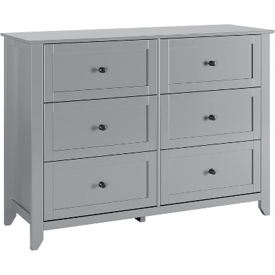 DobleePy Grey 6-Drawer Dresser for Bedroom, Modern Wood Storage Cabinet, TV Console Table for Living Room, Entryway, Hallway