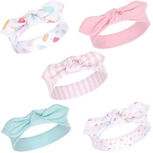 Hudson Baby Infant Girl Cotton Headbands 5pk, Ice Cream, 0-24 Months - 1 of 1