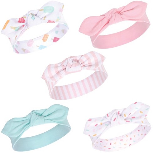 Hudson Baby Infant Girl Cotton Headbands 5pk, Ice Cream, 0-24 Months - image 1 of 1