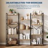 Coolmee Triple Column 4 Tier Bookshelf, Bookcase with 11 Open Storage Display Shelves, Rustic Industrial Book Shelves for Living Room Office - 3 of 4