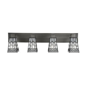 Toltec Lighting Apollo 4 - Light Vanity in  Graphite with 5" Square Pewter Art Glass Shade - 1 of 1