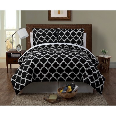 Black&White Geometric Galaxy Complete Bedding Set (Queen) - 8 Piece