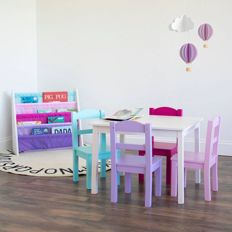 5pc Forever Kids&#39; Wood Table and 4 Chair Set White - Humble Crew, 5 of 8