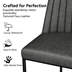 Vipbear Counter Height Bar Stools Set of 2, 25.6" H Barrel Upholestered Faux Leather Barstools with Back and Metal Frame for Kitchen Island - 1 of 4