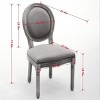 French Linen Dining Chairs Set of 2 with Upholstered Round Back,Antique Finish Solid Wood Frame for Dining Room-Baofuwish - 4 of 4