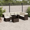 vidaXL 9 Piece Patio Sofa Set with Cushions - Brown and Cream without storage - 2 of 4