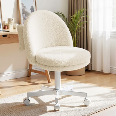 COMHOMA Vanity Chair with Back, Velvet Desk Chair Gift for Girls, Small Office Chair with Wheels, Stylish Bedroom and Living Room