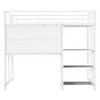 TIRAMISUBEST Twin/Full Size Loft Bed with Bulit-in Desk and Whiteboard, Metal Loft Bedframe with 3 Storage Shelves and Ladder for Kids - 4 of 4