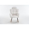 CAVINAS Plush Teddy Fabric Accent Chair with High Back & Detachable Pillow, Cozy Rocking Armchair for Bedroom, Nursery, Living Room, Ivory - 4 of 4