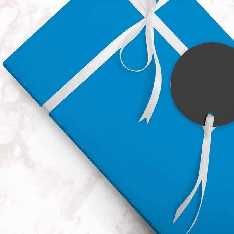 JAM PAPER Bright Blue Glossy Gift Wrapping Paper Roll - 2 packs of 25 Sq. Ft., 5 of 6