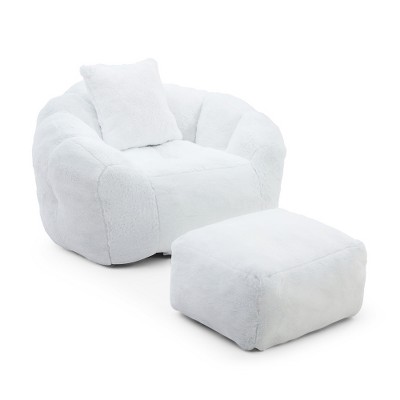 LIVAREEmlen Giant Bean Bag Sofa with Footstool for Adults and Kids, Stuffed Big Accent Sofa, Floor Sofa for Gaming,Reading Living Room Bedroom