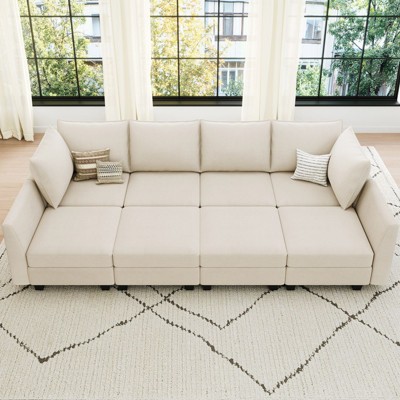 Belffin L-Shaped Modular Sectional with Storage Ottoman & 1500lb Capacity Velvet Sofa