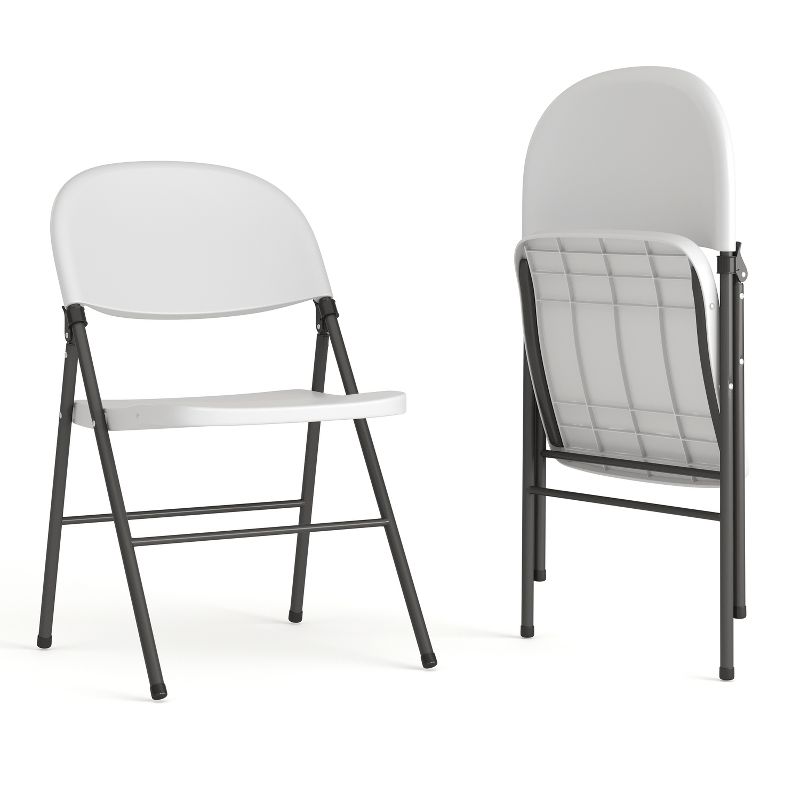 Flash Furniture 2 Pack HERCULES Series 330 lb. Capacity Plastic Folding Chair with Charcoal Frame, 1 of 15