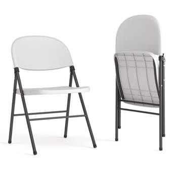 Flash Furniture 2 Pack HERCULES Series 330 lb. Capacity Plastic Folding Chair with Charcoal Frame