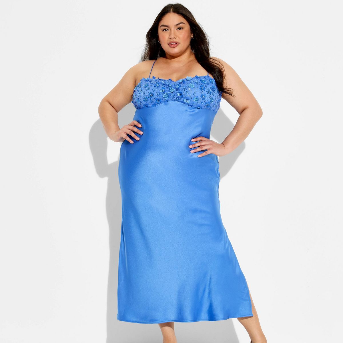 Women's Maxi Sequin Satin Empire Waist Dress - Wild Fable™
