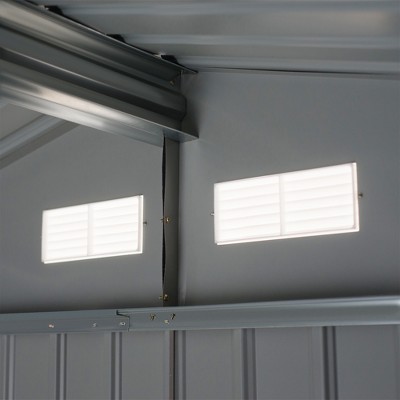 Gray Metal Outdoor Storage Shed Kit with Vents and Sliding Doors