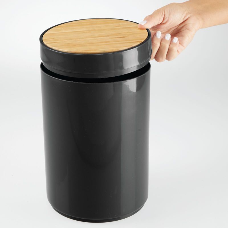 mDesign Plastic Round Trash Can Small with Swing-Close Lid, 3 of 6