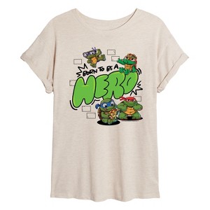 Women's - Teenage Mutant Ninja Turtles Mutant Mayhem - Born To Be A Hero Oversized Graphic T-Shirt - 1 of 4