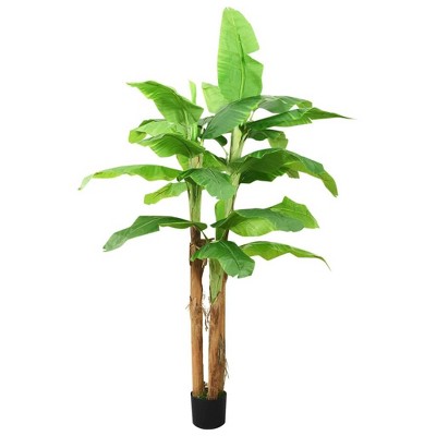 vidaXL Lifelike Artificial Banana Tree with Pot – 114.2"-118.1" Tall – Green Indoor Decorative Plant for Home
