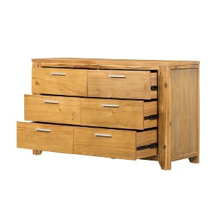 KIGFTSOD Farmhouse 6 Drawers Dresser for Bedroom,Natural Wood+Brown - 1 of 4
