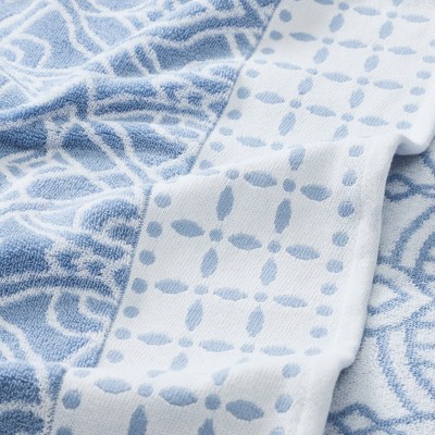 Monroe Blue Cotton 6-Piece Towel Set with Jacquard Design