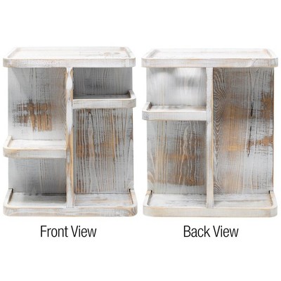 Gray Wood 8 Compartment Makeup Organizer with Swivel Base