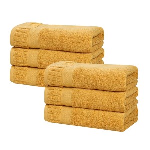 Ribbed Textured Border Zero Twist Cotton Medium Weight Towel Set by Blue Nile Mills - 1 of 4