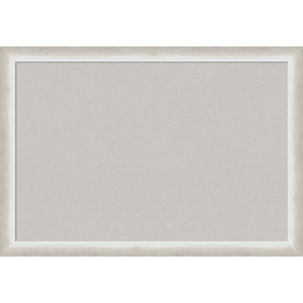 26"x18" Two Tone Wood Frame Cork Board for Wall, Bulletin Silver - Amanti Art