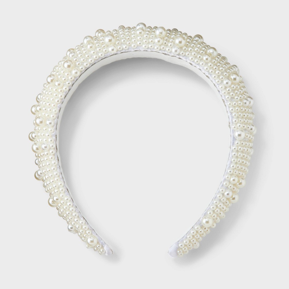 Padded Pearl Hair Headband - A New Day™ Ivory