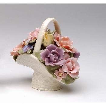 Kevins Gift Shoppe Hand Crafted Ceramic Roses Decorative Basket