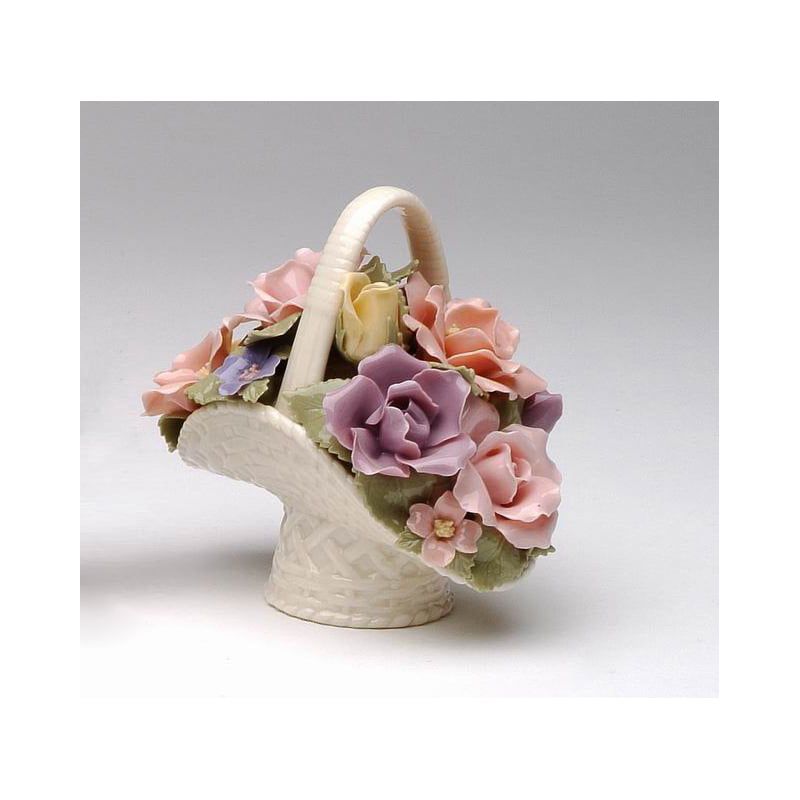 Kevins Gift Shoppe Hand Crafted Ceramic Roses Decorative Basket, 1 of 4