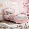 Upholstered Twin Bed Frame with Led Lights and Storage Drawer, Cute Velvet Led Bed Frame with Headboard for Kids, Girls, Boys, No Box Spring Needed - 3 of 4