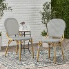 PAGED 18" Outdoor Accent Chairs,PE Rattan French Bistro Accent Chairs with Aluminum Frame and Bamboo Print Finish, Patio Seating, Set of 2 - 3 of 4
