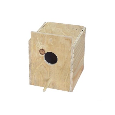 Medium Natural Plywood Bird House with Perch