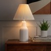 Maxax Ceramic Table Lamp,22.3" Minimalist Cream Base Nightstand Lamp with White Pleated Shade for Living Room, Bedroom - 2 of 4
