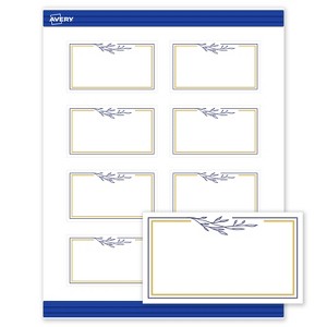 Avery® Cards, 2" x 3.5", Gold & Navy Border w/ Florals, 80ct - 1 of 4