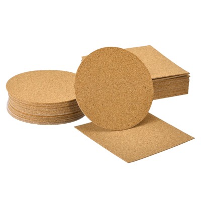 Unique Bargains Self-Adhesive Heat Insulation Flexible Easy to Cut Cork Coasters 4-inch Brown