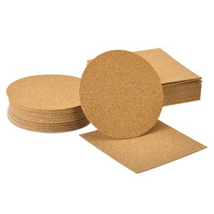 Unique Bargains Self-Adhesive Heat Insulation Flexible Easy to Cut Cork Coasters 4-inch Brown - 1 of 3