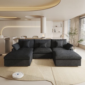 Cloud Couch Modular Sectional Sofa,119.29" U Shaped Couch, Oversized Down Filled Convertible Wide Seater,3 Seater With 2 Ottomans For Living Room Set - 1 of 4