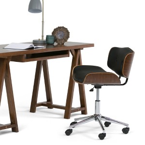 APRILSOUL Black and Natural Dax Bentwood Office Chair, Vegan Faux Leather, Chrome Base, 360° Swivel, Adjustable Height, Assembly Required - 1 of 4