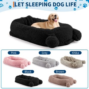 Washable Faux Fur  Pet Beds - 71"x45"x12" Fits You & Pets, Human Dog Bed with Blanket and Storage Pockets,Portable Handle,Removable Cover for Humans - 1 of 4