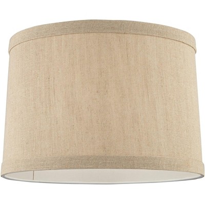 Taupe Linen Hardback Drum Lamp Shade with Harp and Finial