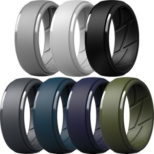 10mm Wide Men's Silicone Rings - 2.5mm Thick Breathable Multipack - 1 of 4