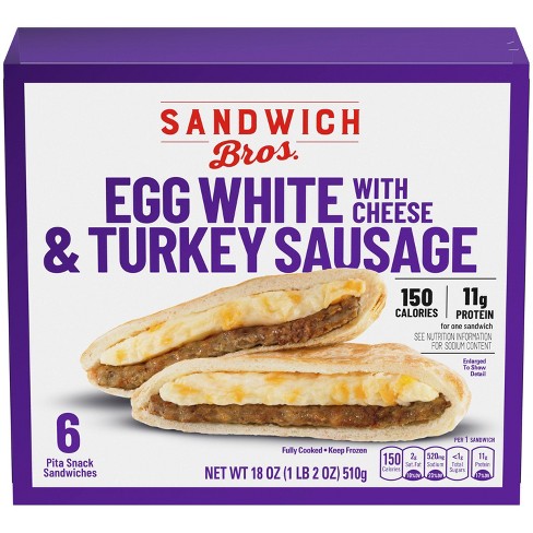 Sandwich Brothers of Wisconsin Frozen Egg White with Turkey & Cheese Breakfast Sandwich - 18oz/6ct - image 1 of 3